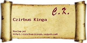Czirbus Kinga névjegykártya